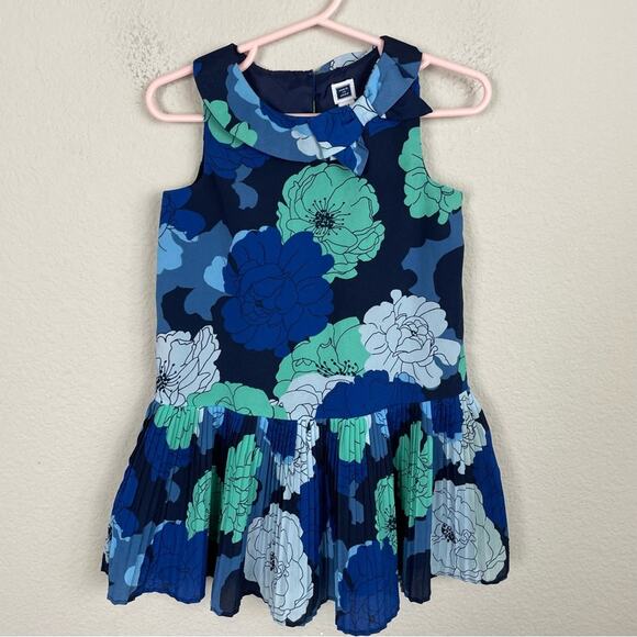 Janie & Jack Blue Floral Sleeveless Drop Waist Dress 2T - Picture 1 of 5